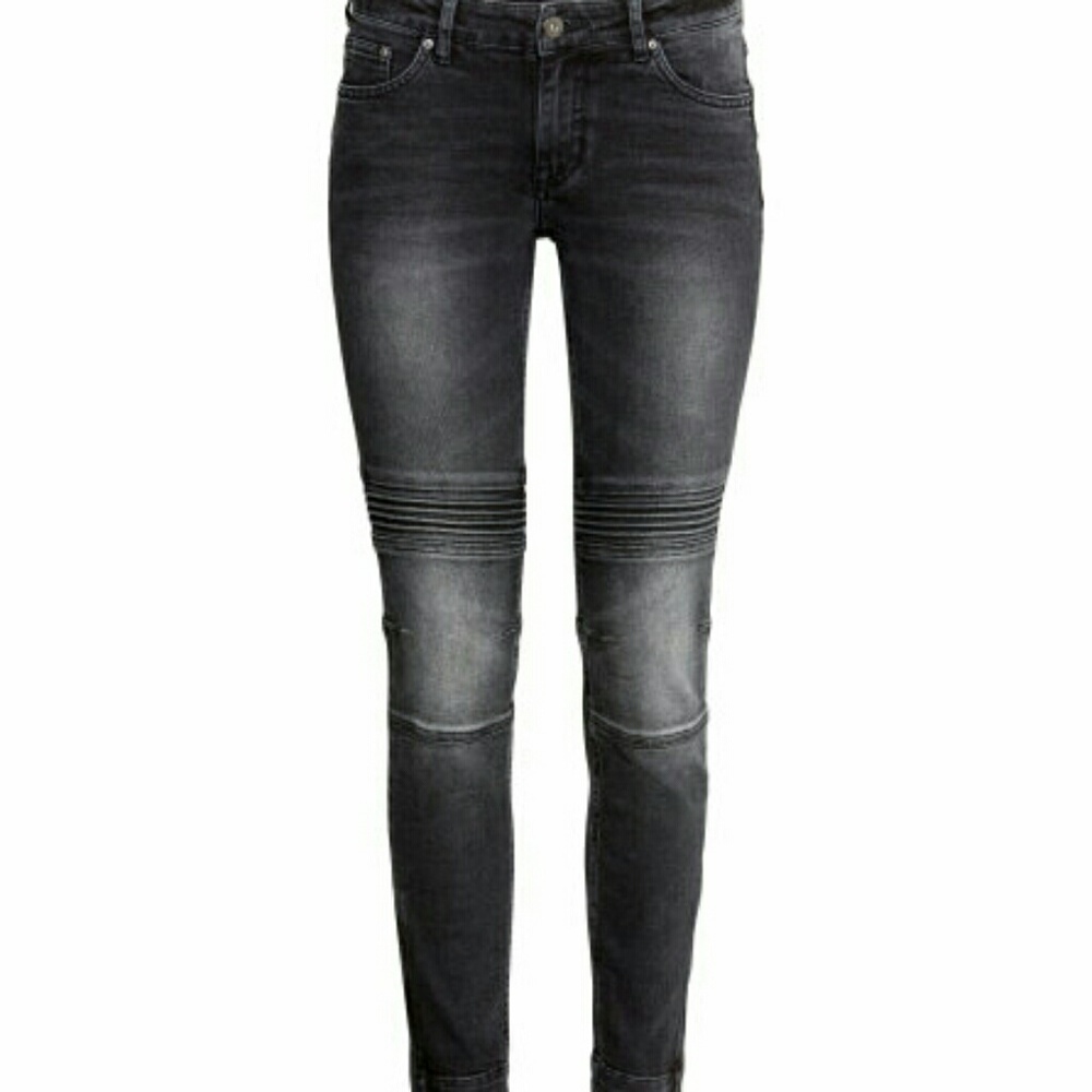 H&M • skinny low cropped ankle moto jeans - Picture 2 of 6